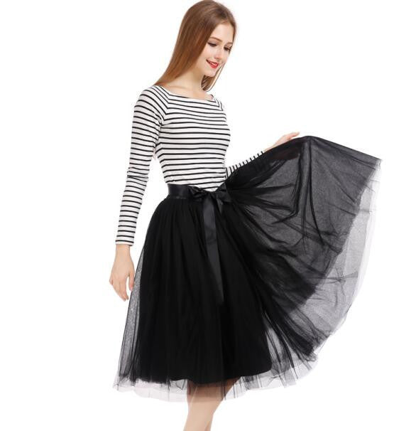 Best Quality 7 Layers Midi Tulle Skirt American Apparel Tutu Skirts Womens Petticoat Elastic Belt Autumn faldas saia jupe - CelebritystyleFashion.com.au online clothing shop australia
