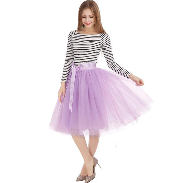 Best Quality 7 Layers Midi Tulle Skirt American Apparel Tutu Skirts Womens Petticoat Elastic Belt Autumn faldas saia jupe - CelebritystyleFashion.com.au online clothing shop australia