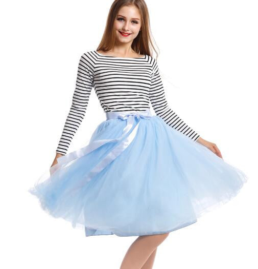 Best Quality 7 Layers Midi Tulle Skirt American Apparel Tutu Skirts Womens Petticoat Elastic Belt Autumn faldas saia jupe - CelebritystyleFashion.com.au online clothing shop australia