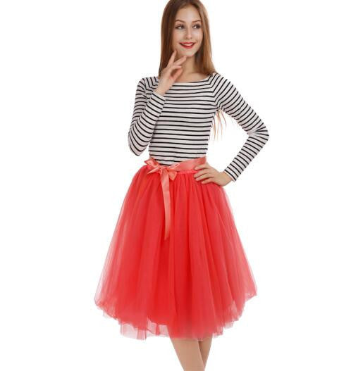 Best Quality 7 Layers Midi Tulle Skirt American Apparel Tutu Skirts Womens Petticoat Elastic Belt Autumn faldas saia jupe - CelebritystyleFashion.com.au online clothing shop australia
