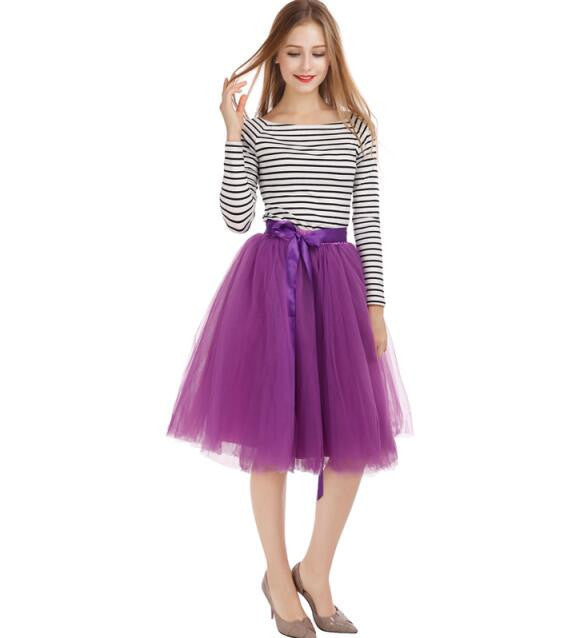 Best Quality 7 Layers Midi Tulle Skirt American Apparel Tutu Skirts Womens Petticoat Elastic Belt Autumn faldas saia jupe - CelebritystyleFashion.com.au online clothing shop australia