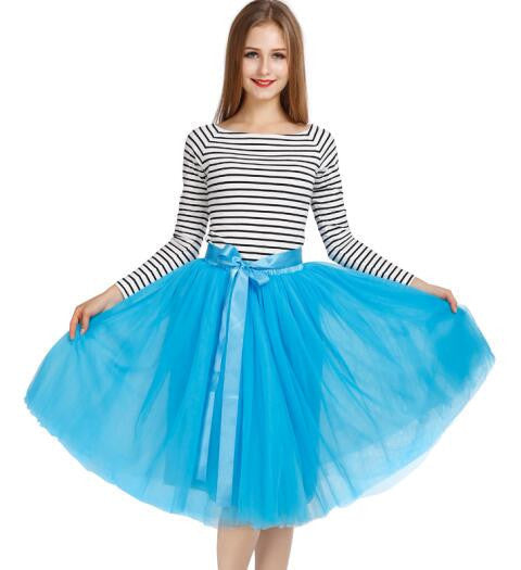 Best Quality 7 Layers Midi Tulle Skirt American Apparel Tutu Skirts Womens Petticoat Elastic Belt Autumn faldas saia jupe - CelebritystyleFashion.com.au online clothing shop australia