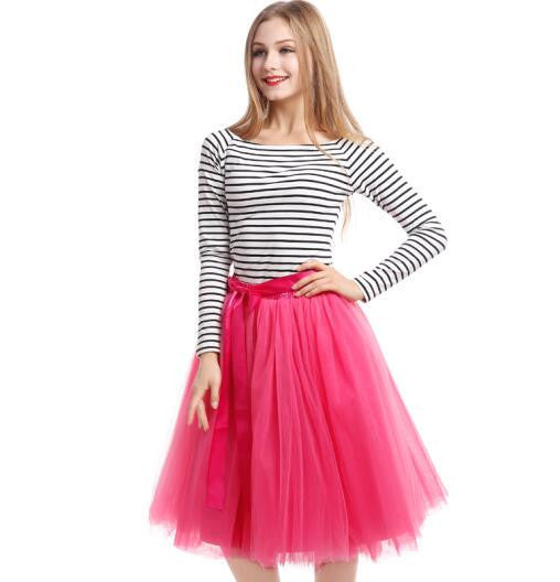 Best Quality 7 Layers Midi Tulle Skirt American Apparel Tutu Skirts Womens Petticoat Elastic Belt Autumn faldas saia jupe - CelebritystyleFashion.com.au online clothing shop australia