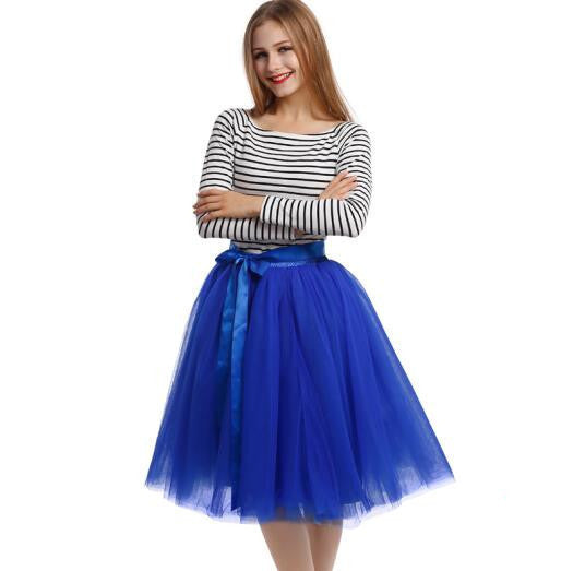 Best Quality 7 Layers Midi Tulle Skirt American Apparel Tutu Skirts Womens Petticoat Elastic Belt Autumn faldas saia jupe - CelebritystyleFashion.com.au online clothing shop australia