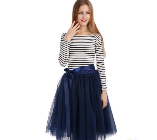 Best Quality 7 Layers Midi Tulle Skirt American Apparel Tutu Skirts Womens Petticoat Elastic Belt Autumn faldas saia jupe - CelebritystyleFashion.com.au online clothing shop australia