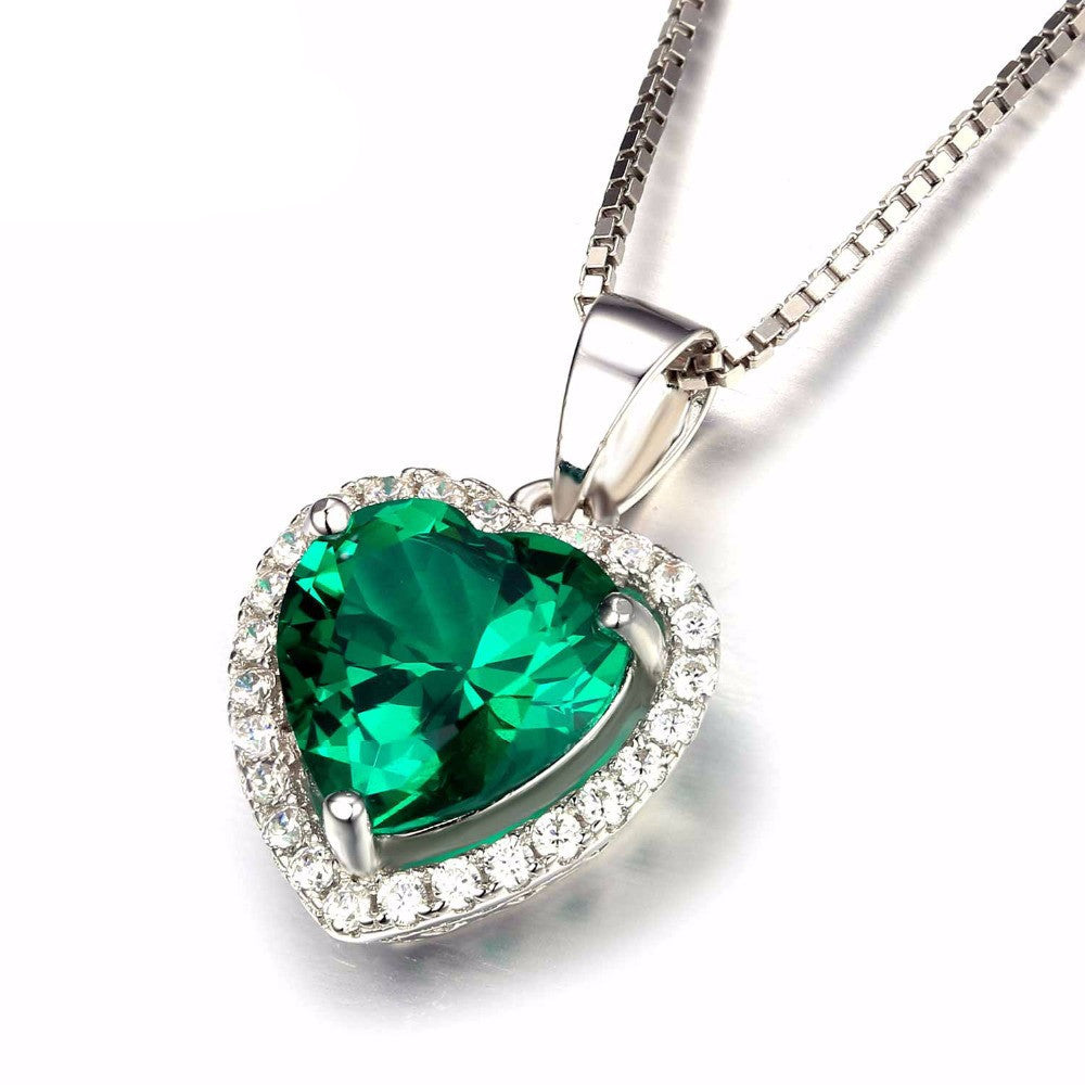 JewelryPalace Heart Of Ocean 2.4ct Created Green Russian Nano Emerald Love Forever Halo Pendant Pure 925 Sterling Silver Jewelry - CelebritystyleFashion.com.au online clothing shop australia