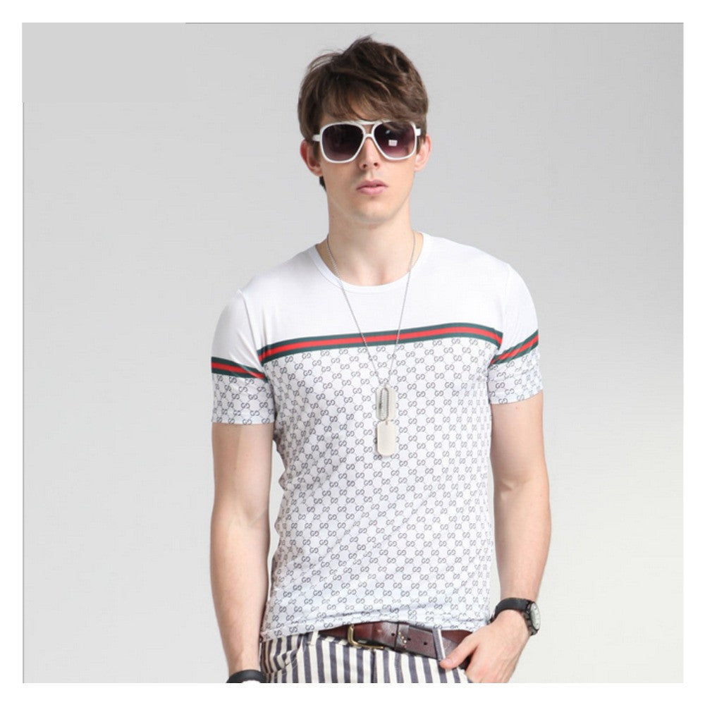 Fashion Men's T-Shirts Luxury Brand Cool Ice Silk Casual Plaid Short-sleeved T Shirt Big Name Splicing Tee Shirt Homme Luxe - CelebritystyleFashion.com.au online clothing shop australia