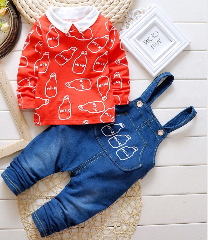 Baby Boys Clothing set Suit Overalls Gentleman long sleeved shirt pa