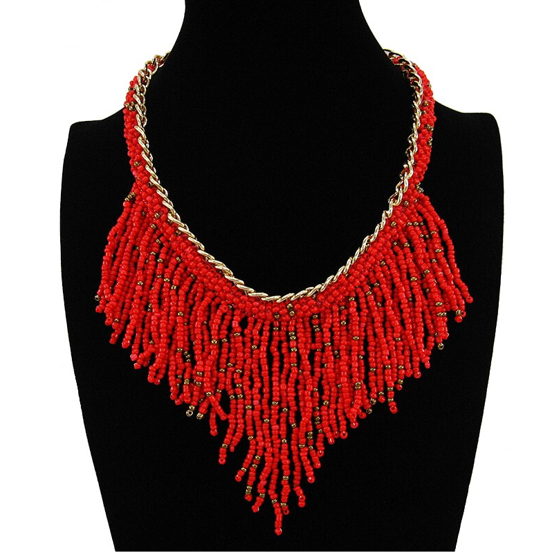 Fashion Jewelry Mujer Bohemian Necklaces Women Handmade Handwoven Collier Long Tassel Beads Choker Statement Necklaces